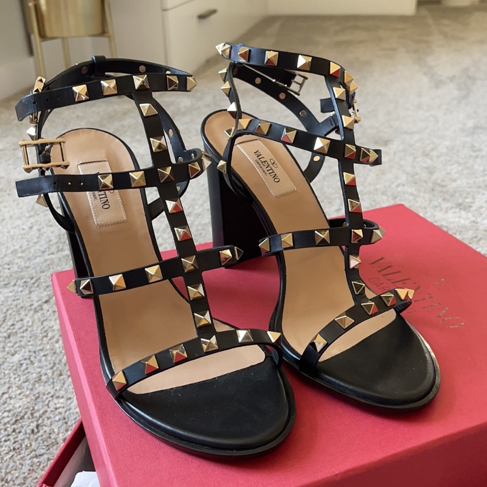 Valentino Rockstud Leather Gladiator Sandals
